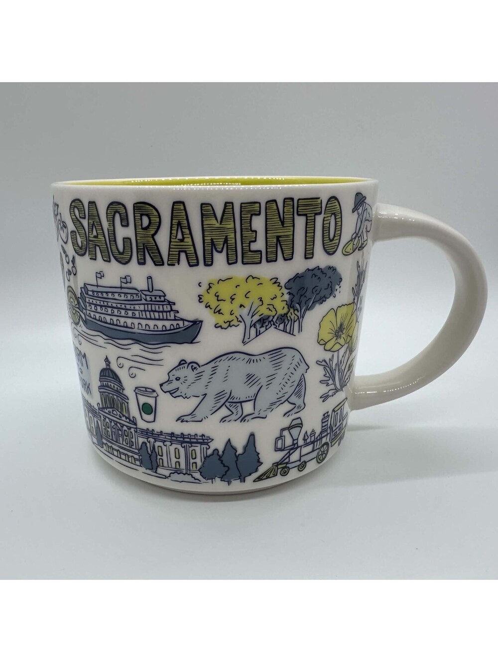Starbucks Sacramento Been There Series Yellow And White Coffee Mug Cali EUC